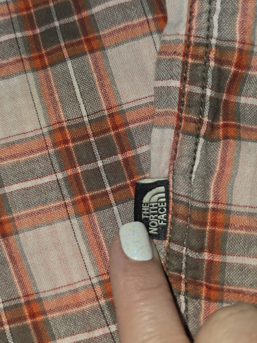 The North Face Men’s Orange Plaid Button-Down Shirt